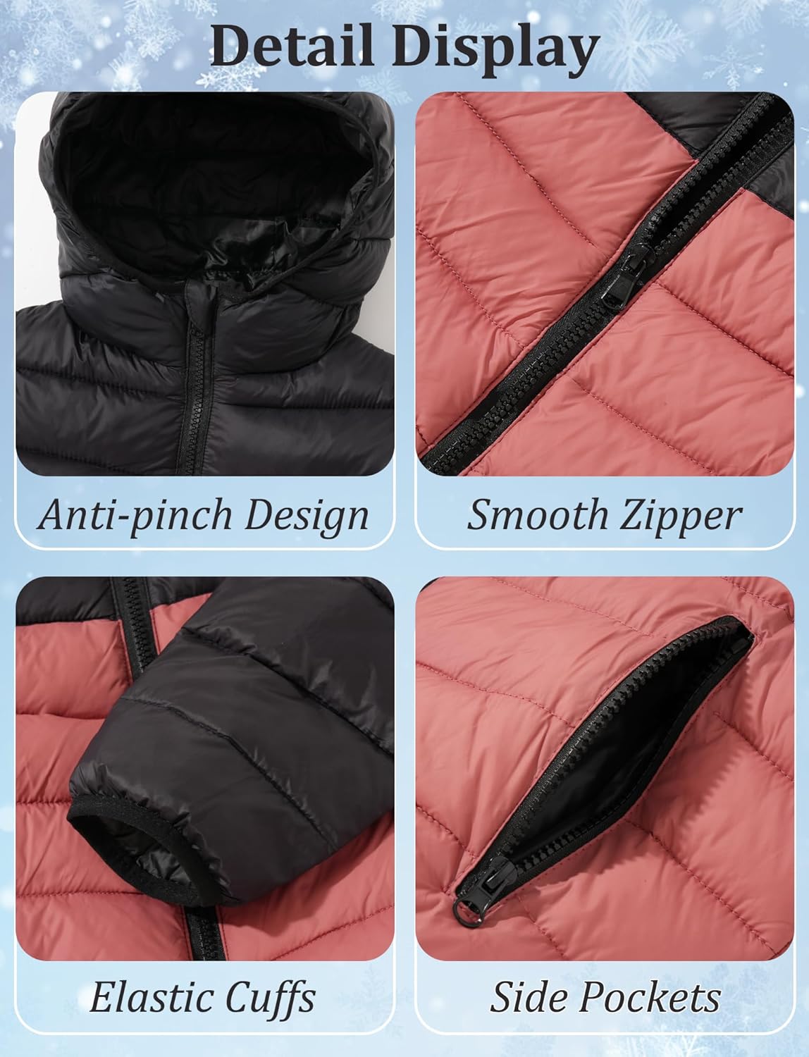 Happy Cherry Toddler Kids Long Sleeve Hood Down Jacket Boys Girls Snow Winter Coat Outerwear Warm Snowsuit