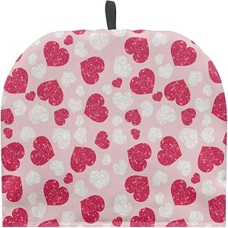 Red Love Hearts English Teapot Cover Machine Washable Tea Cosy for Teapots Breakfast Warmer Kitchen Home Valentine's Day Decorative Tea Pots Both Sides Can Be Used
