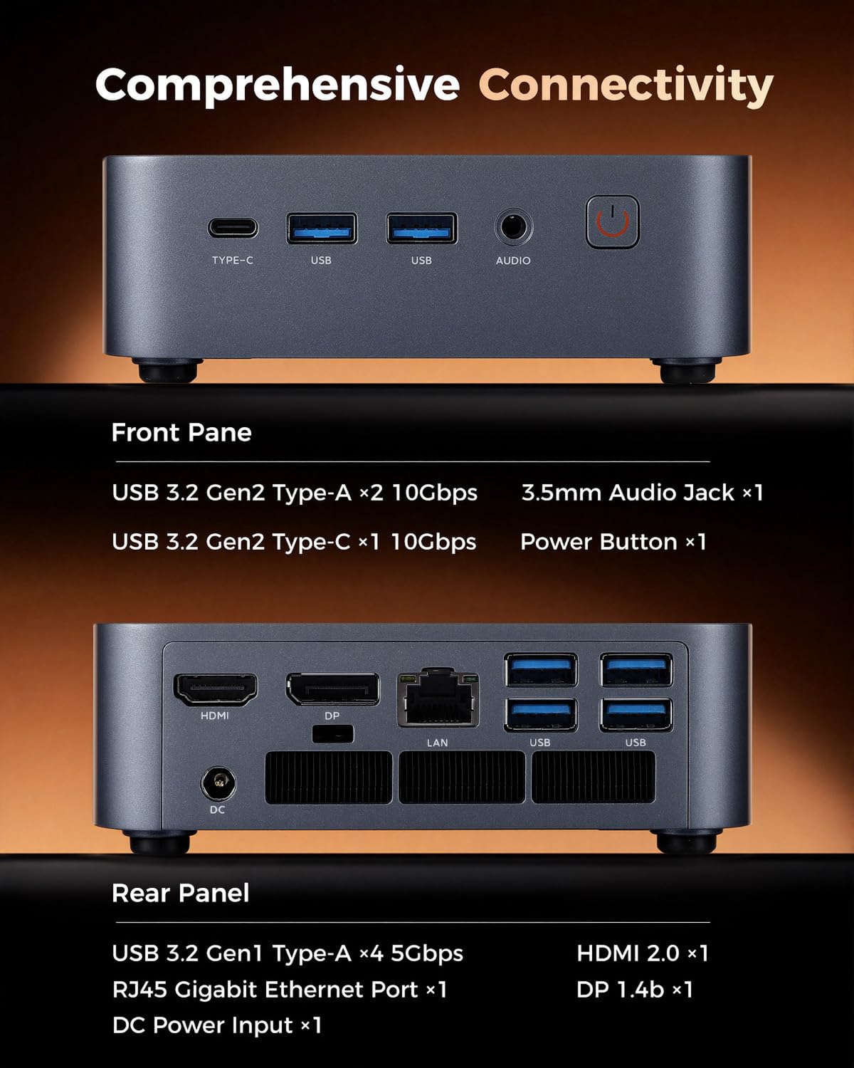 CTONE Mini PC Büro i5-12450H, 24GB RAM, 1TB SSD, Wiηdows 11 Pro,WiFi 6 | Bereit für moderne KI-Software – 24 GB LPDDR5 und bis 4,4 GHz für KI-gestützte Office-Aufgaben, Recherche und Multitasking.