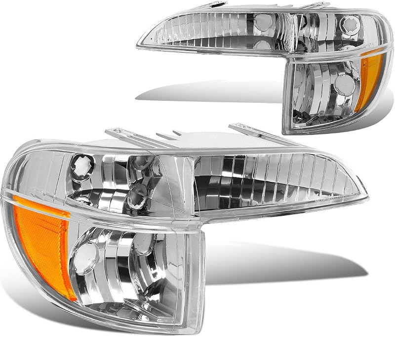 Par de luz de canto do para-choque Auto Dynasty para Ford Explorer e Mercury Mountaineer – Carcaça cromada