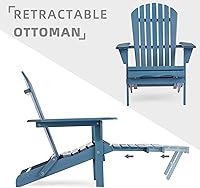 Vista 6 de Juego de 2 sillas Adirondack plegables de madera para exteriores con otomana retráctil, respaldo y tabla de asiento premontados, silla de patio