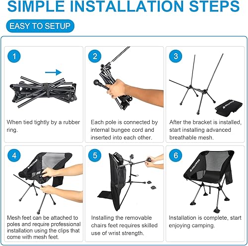 Miniatura 3 de Sillas portátiles, silla plegable ultraligera para adultos, sillas de césped plegables compactas para camping, viajes, senderismo, picnic y