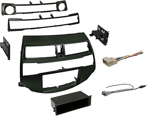 Kit de tablero doble DIN para Honda Accord 2008-2012 con adaptador de antena y arnés (metálico oscuro)  Compatible con todos los niveles de acabado