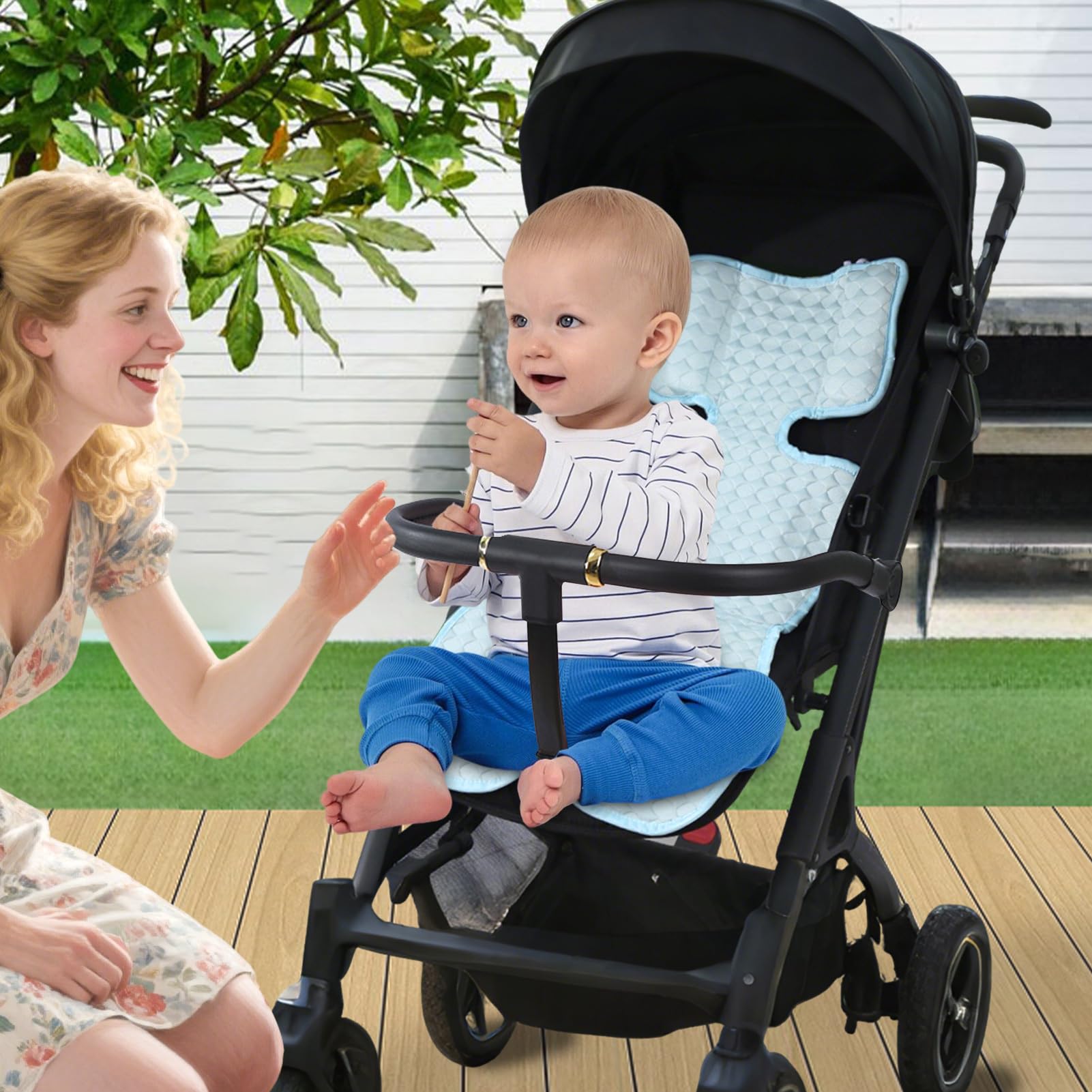 cStroller Kühlkissen für Babys, wiederverwendbare Kühlmatte, 1200D Eisseide und 600D Eisseide, verwoben, atmungsaktiv, Kühlkissen, ideal für Kinderwagen, Kindersicherheitssitz und Kleinkinderhochstuhl