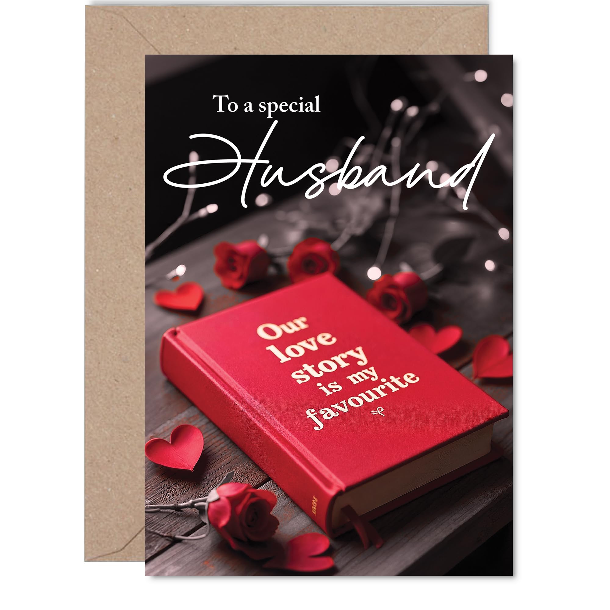 Husband Anniversary Card - Our Love Story - Happy Anniversary Card for Husband from Wife Partner, 5x7 Inch Wedding Anniversaries Greeting Cards