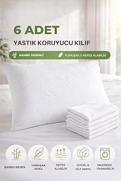 6 White Pillow Protective Mattresses with Formeya Zipper Flower Pattern