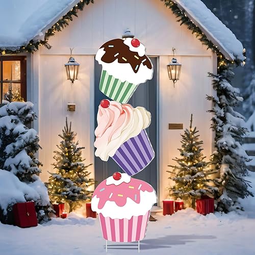 Jetec Cupcakes Christmas Outdoor Yard Signs Candy Decorations 44in Giant
