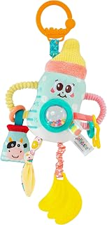Jollybaby Baby Pull Vibration Toy - Tummy Time Sensory Hanging Toys for Car Seat, Stroller, Crib & Play Gym, with Babier Teether, Airplane Travel Toys for Toddlers Gift - Baby Bottle