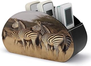 TV Remote Control Holder, 5 Compartments, Zebras On South Africa | Table Desk Storage Box/Tray,Desktop Organizer Store Controller,Glasses,Brush,Pen,Space Saver for Bedside Table/Office Desk