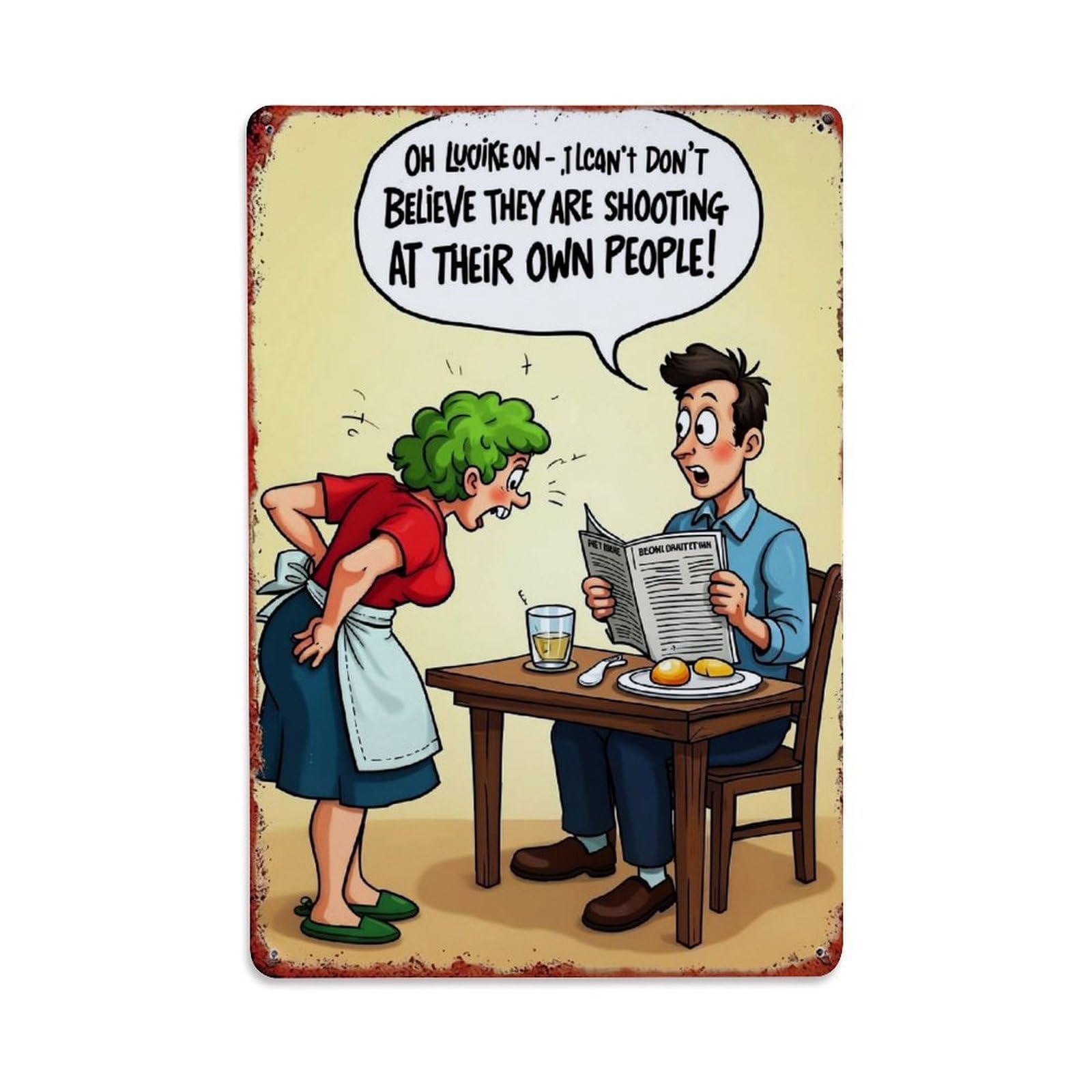 Jdfenggu Vintage Comic Strip Cartoon Scene Retro Metal Tin Sign, Decor Art Poster For Bar, Home, Man Cave, Kitchen, Laundry Room Gift 8X12inch