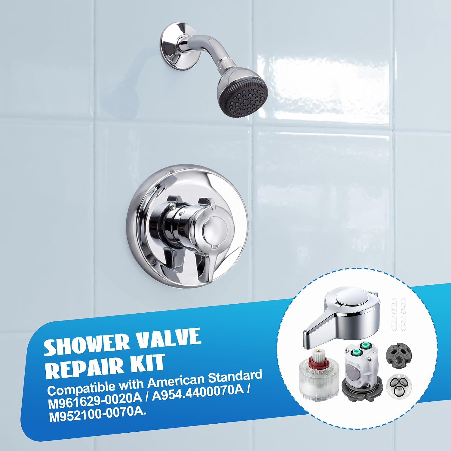 Shower Valve Repair Kit, Compatible with American Standard M961629-0020A A954.4400070A M952100-0070A, for Single Lever Pressure Balance Bath and Shower, Metal Lever Handle (Classic)