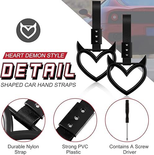 Miniatura 3 de Fabbay 2 piezas de anillo de mango de corazón para parachoques de advertencia para automóvil, correa de mano de corazón, dije de deriva para