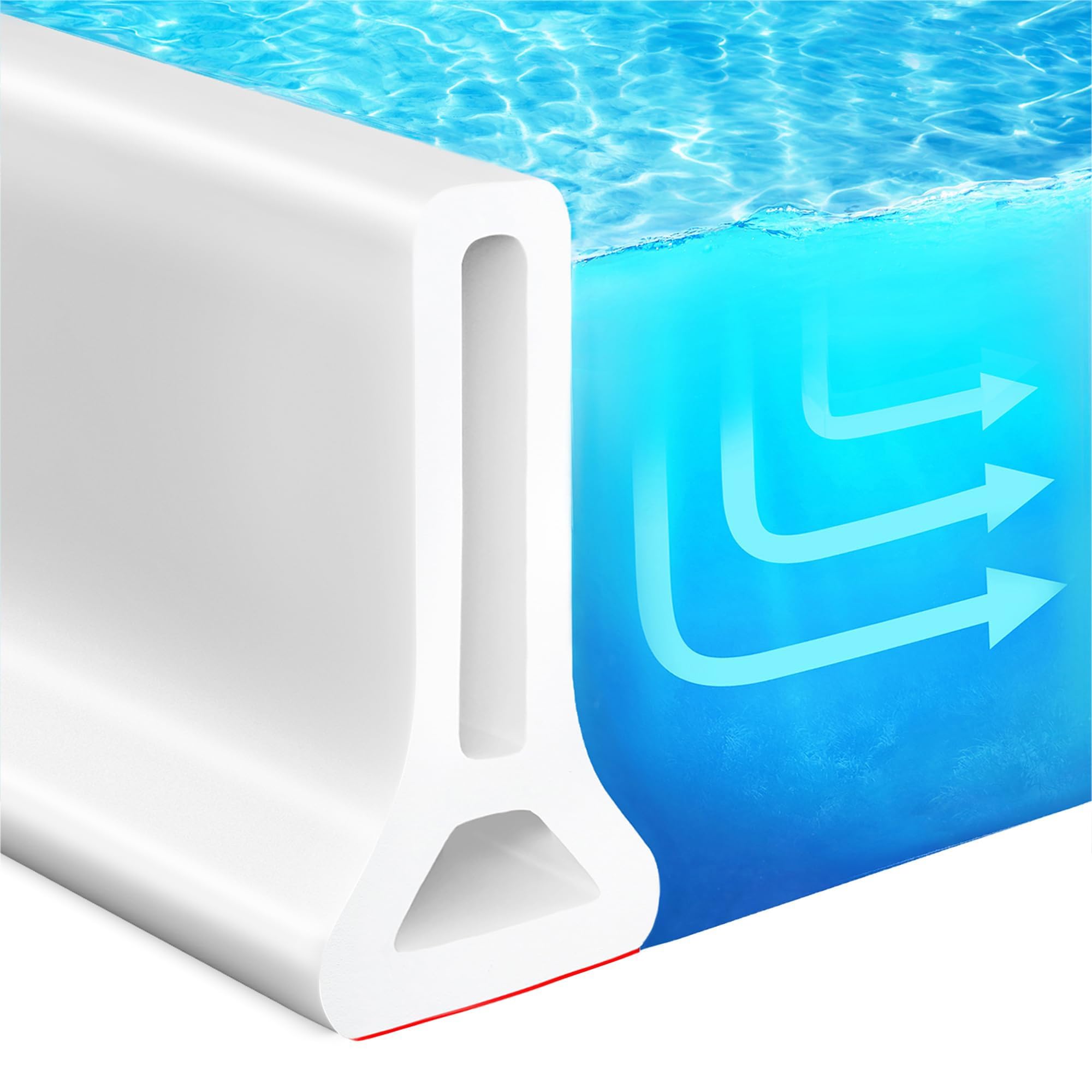 Frzxbkw White 5Cm/6.5Cm/10Cm High Shower Threshold Water Dam, 78.7 Inch Collapsible Self-Adhesive Shower Water Barrier, Water Stopper For Wet And Dry Separation Bathroom And Kitchen(,Height: 65Mm)