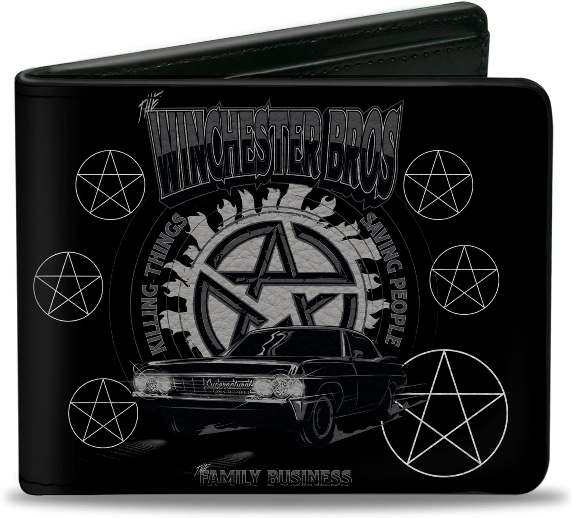 Buckle-Down PU Bifold Wallet - Basara/Sword & Mio Lightning Blasts Pose Close Up + Logo Reds