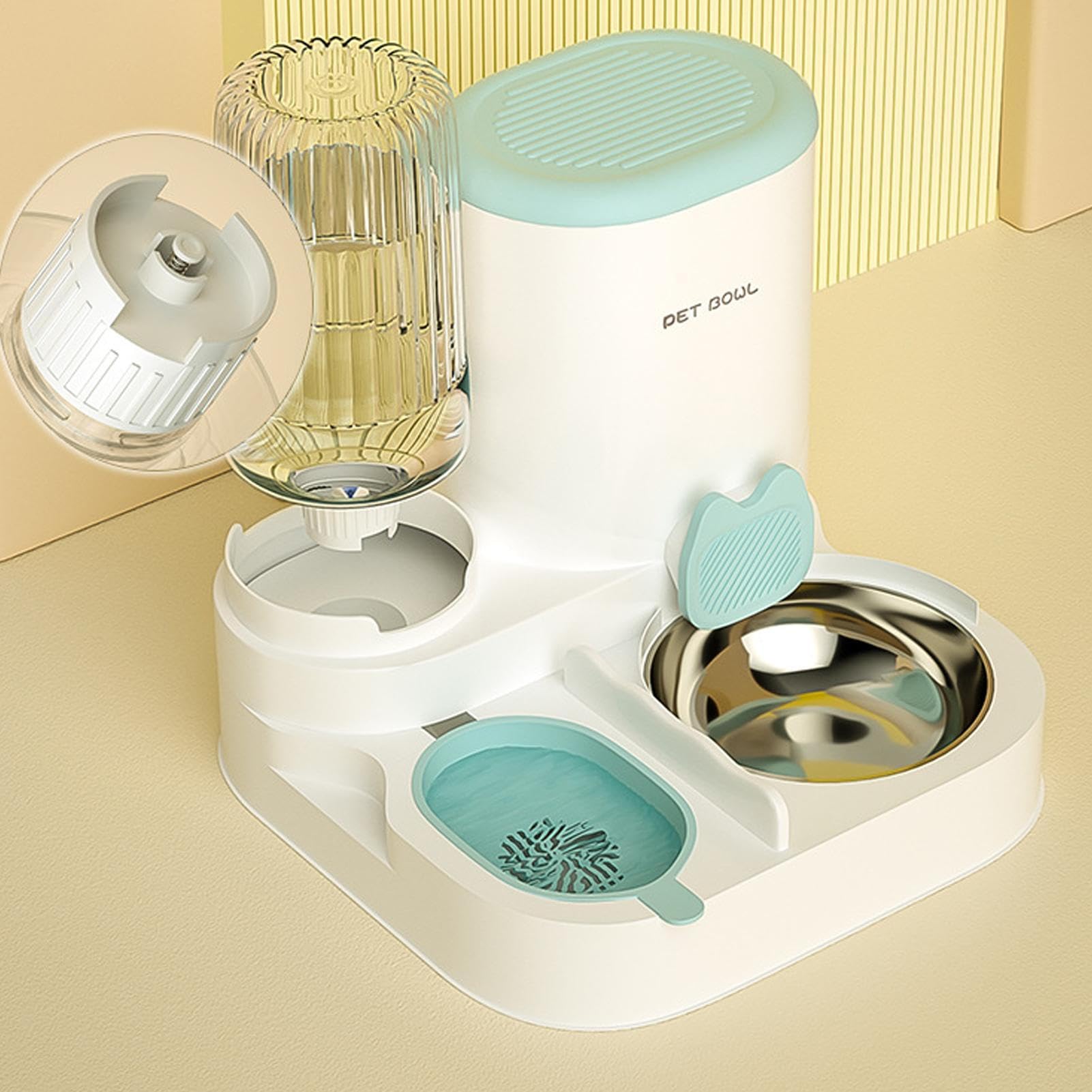 Gamelle automatique pour animaux de compagnie - Distributeur d'eau pour chiens et chats avec capacité | Station d'alimentation et d'eau créative à long terme avec filtre pour aliments humides