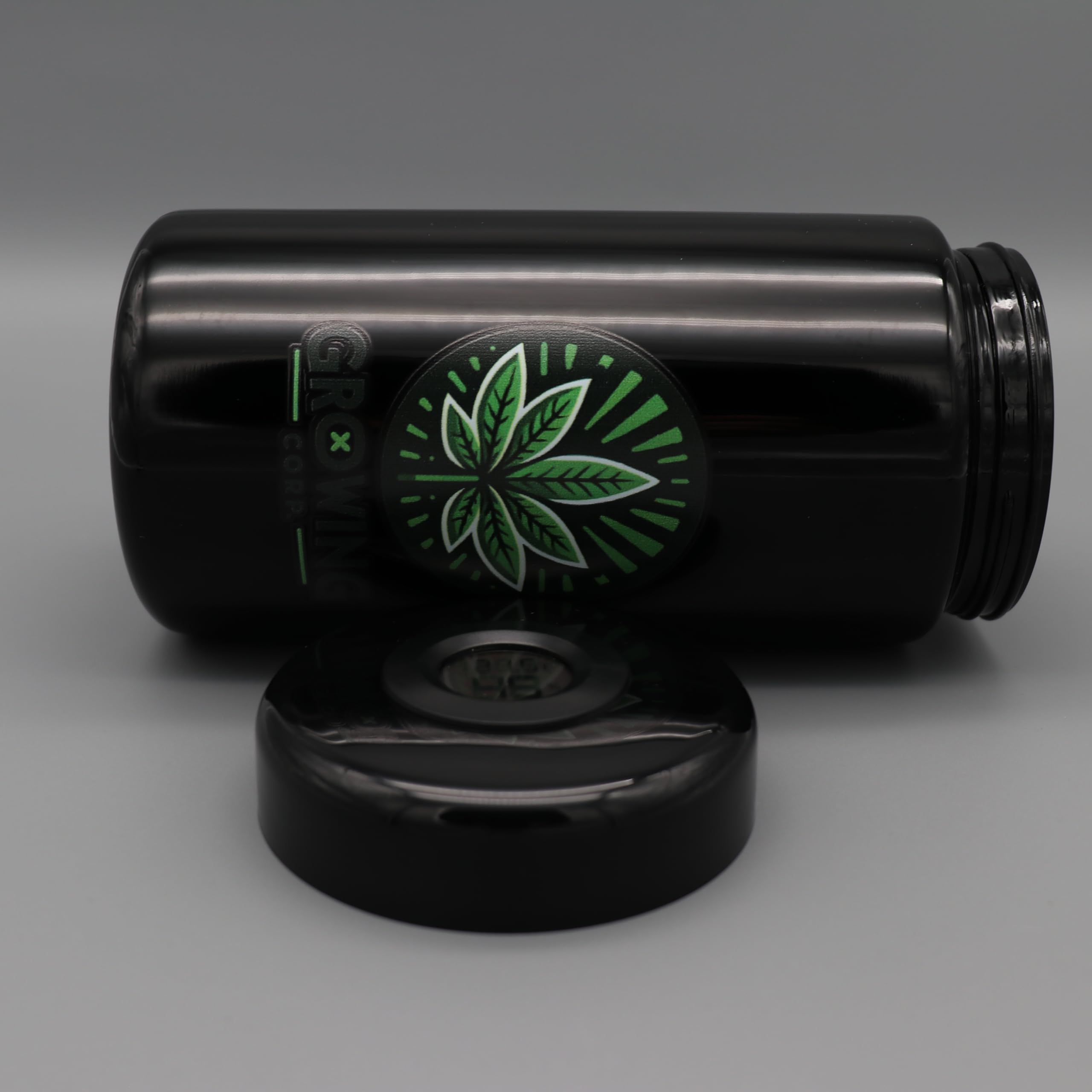 Cannabis Härtungsglas Humidor inkl. Hygrometer 1000 ml, Luftfeuchtigkeits- und Temperatursensor mittels Hygrometer aus hochwertigem Violettglas