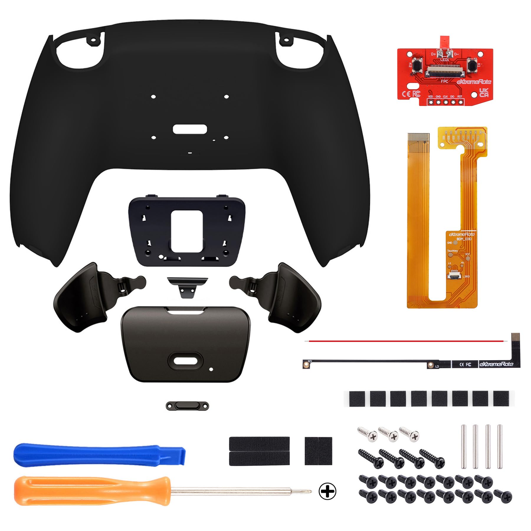 eXtremeRate RISE Remap Kit Programmabile per ps5 Controller BDM-030/040/050,Palette in Metallo Tasti Pulsanti Aggiuntivi Back Button Cover Posteriore per ps5 Joystick-Nero