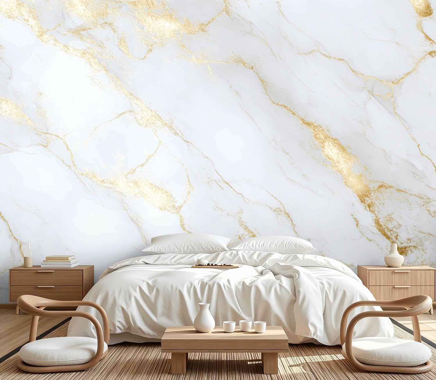 Wall Mural Peel and Stick White Gold Marble Texture for Cover brochure Poster Realistic Wallpaper Self Adhesive Removable Large Wall Stickers Home Decor for Living Room Bedroom 100"x144"
