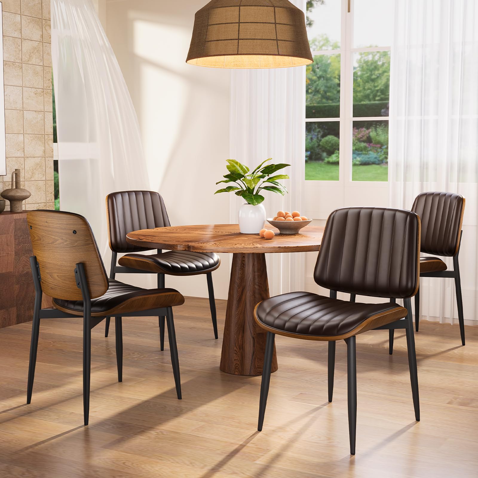 YaFiti Dining Chairs Set of 4, Mid Century Modern PU Leather Kitchen Chairs