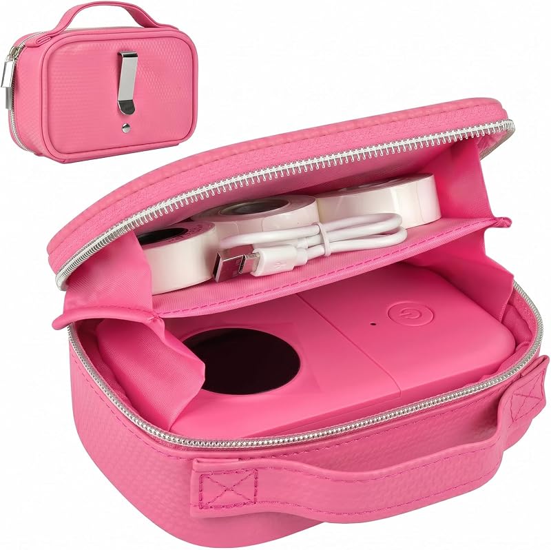 SAIKA Label Maker Case for Phomemo D30 and for Niimbot D110, Case Only | Also fits for SUPVAN and for ORGSTA; hanging hook, accordion opening and lower compartment organize rolls and cables