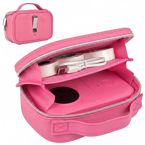 SAIKA Hanging Label Maker Case for Phomemo D30, for Niimbot D110, Case Only | Hanging PU Leather Organizer with Wide Accordion Opening, Bottom Accessory Storage, Dual Zippers and Carry Handle, Case Only