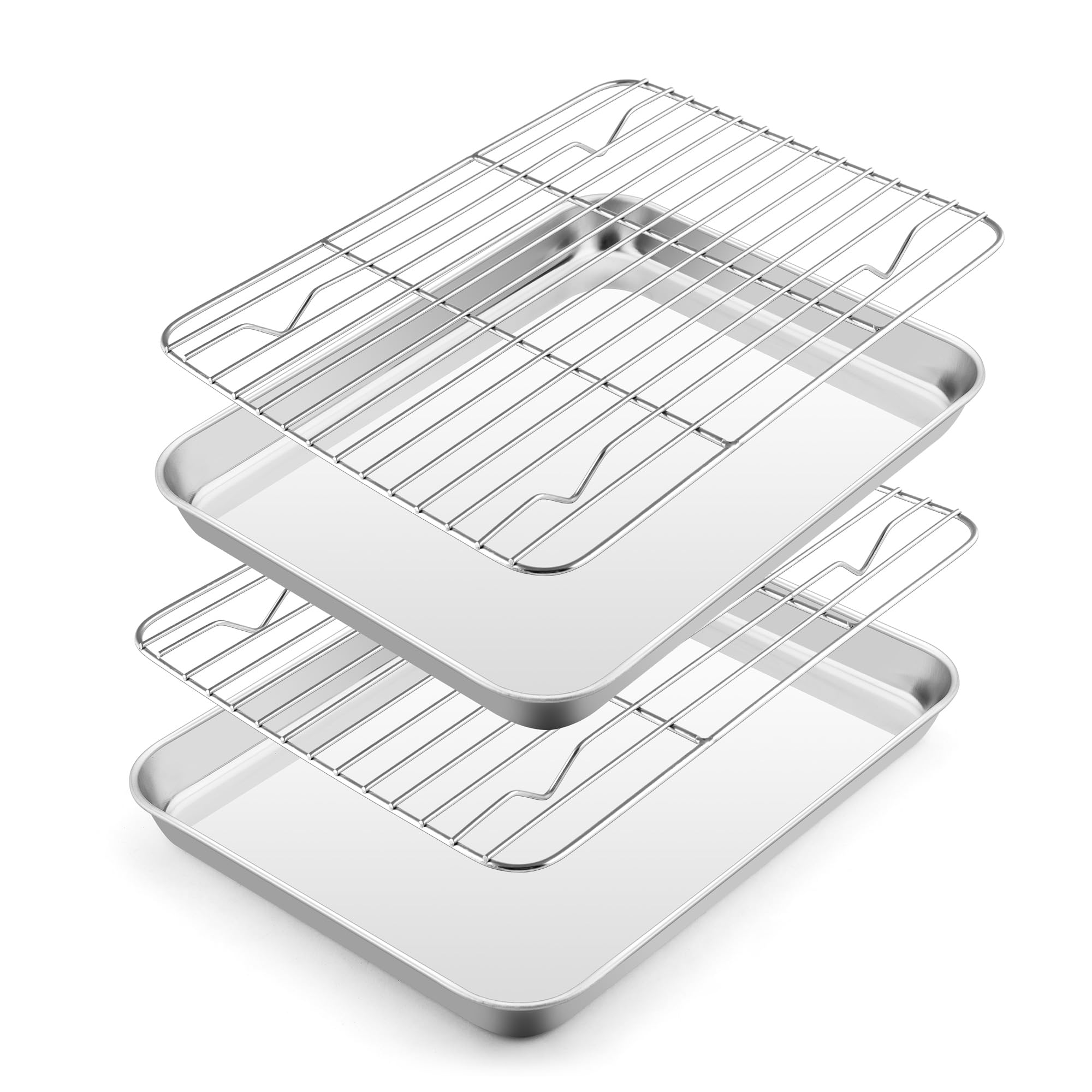 E-far Small Baking Sheet with Wire Rack (2 Pans + 2 Racks)