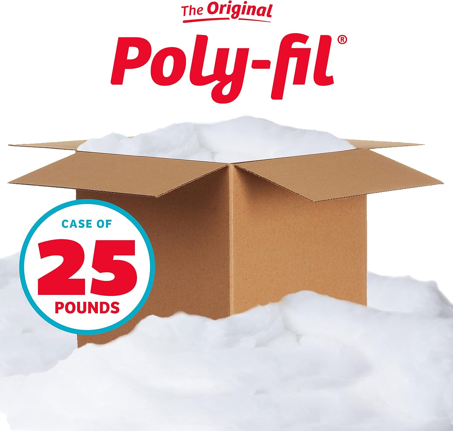 Fairfield The Original Poly-Fil, Premium Polyester Fiber Fill, Soft Pillow Filler, Stuffing for Stuffed Animals, Toys, Cloud Decorations, and More, Machine-Washable, 25-pound Box