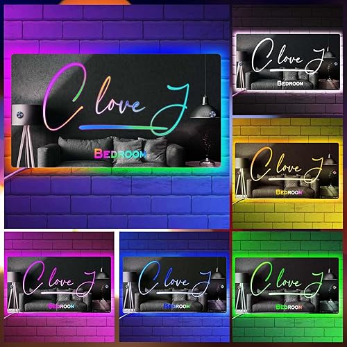 Miniatura 5 de Luz LED con espejo con nombre personalizado, luz nocturna de espejo iluminada, decoración de pared, decoración de dormitorio, luz nocturna con