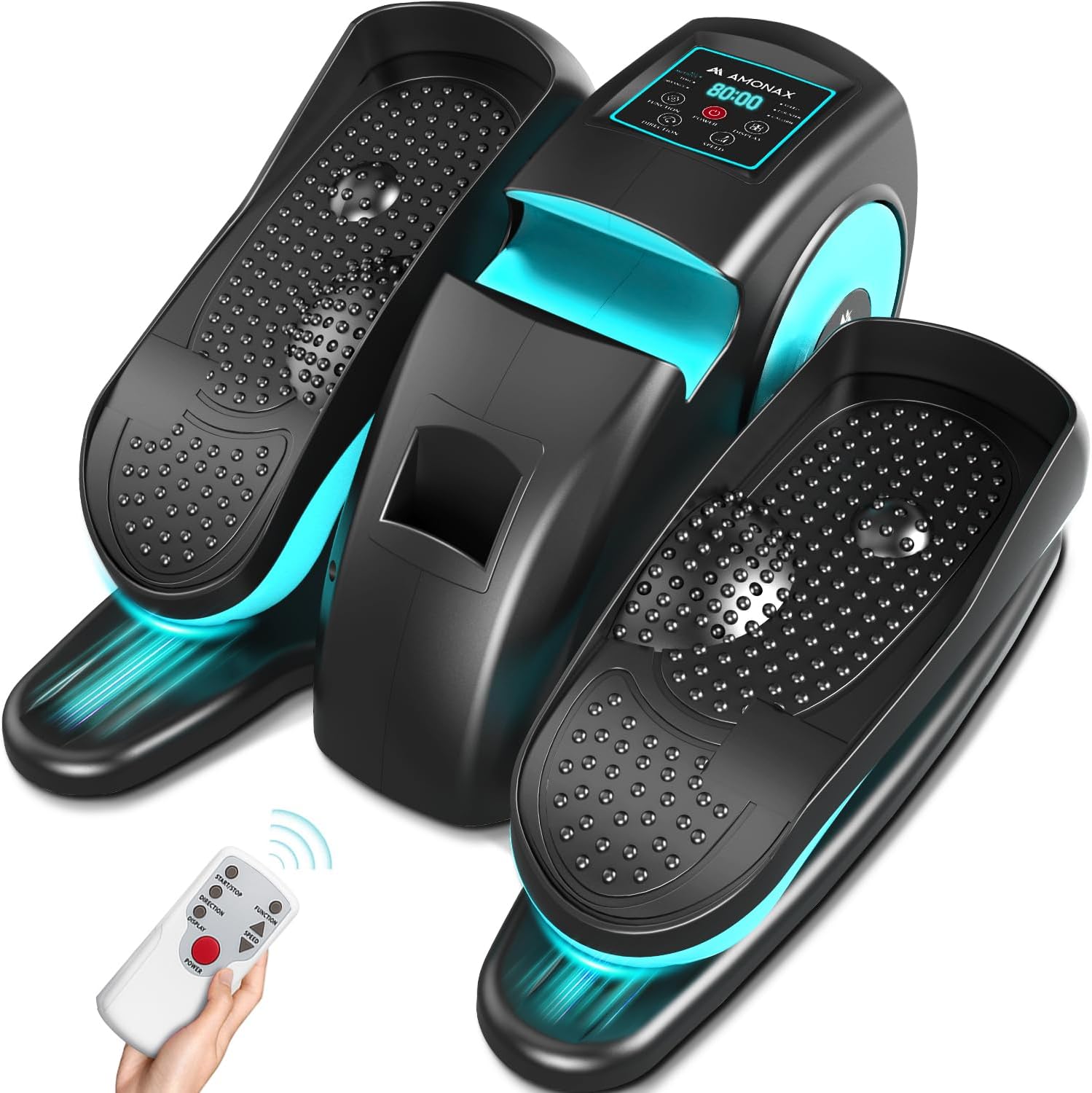 AmonaxElectric Pedal Exerciser, Seated Elliptical Machine Cardio Under Desk Exercise Bike, Mini Cycle Trainer for Elderly, Sit down Foot Step Machine Leg Exercise Equipment for Home Use