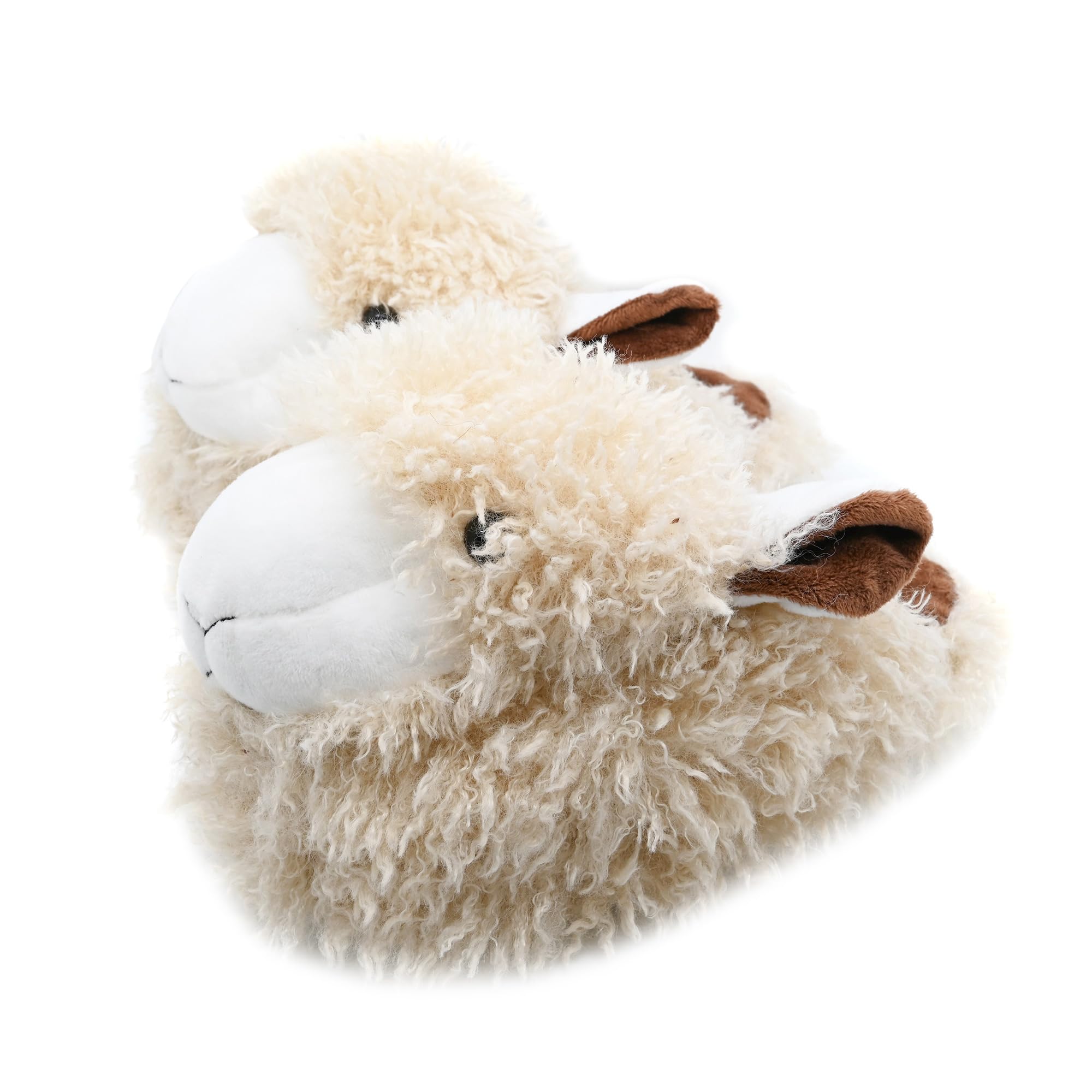Onmygogo Fuzzy Animal Plush Slippers for Women and Men, Winter Indoor Home Scuff Slippers for Adult 38/40 EU Sheep