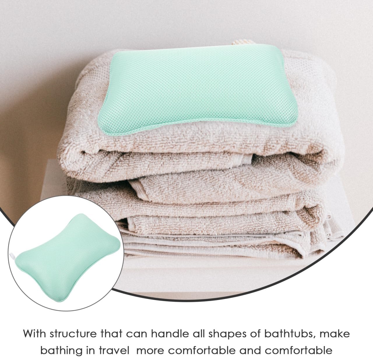 Ipetboom Bathtub Pillow for Head and Neck,3D Mesh Bath Cushion with Suction Cups, 11.4x7.5 in Non Slip Washable Spa Support for Tub Relaxing, Shower Room, Hotel and Home Soaking