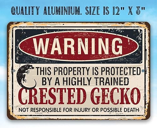 Miniatura 5 de Metal Sign - Warning Property Protected By Crested Gecko - Durable Metal Sign - Use IndoorOutdoor - Front Door and Bedroom Door Decor or Gift for
