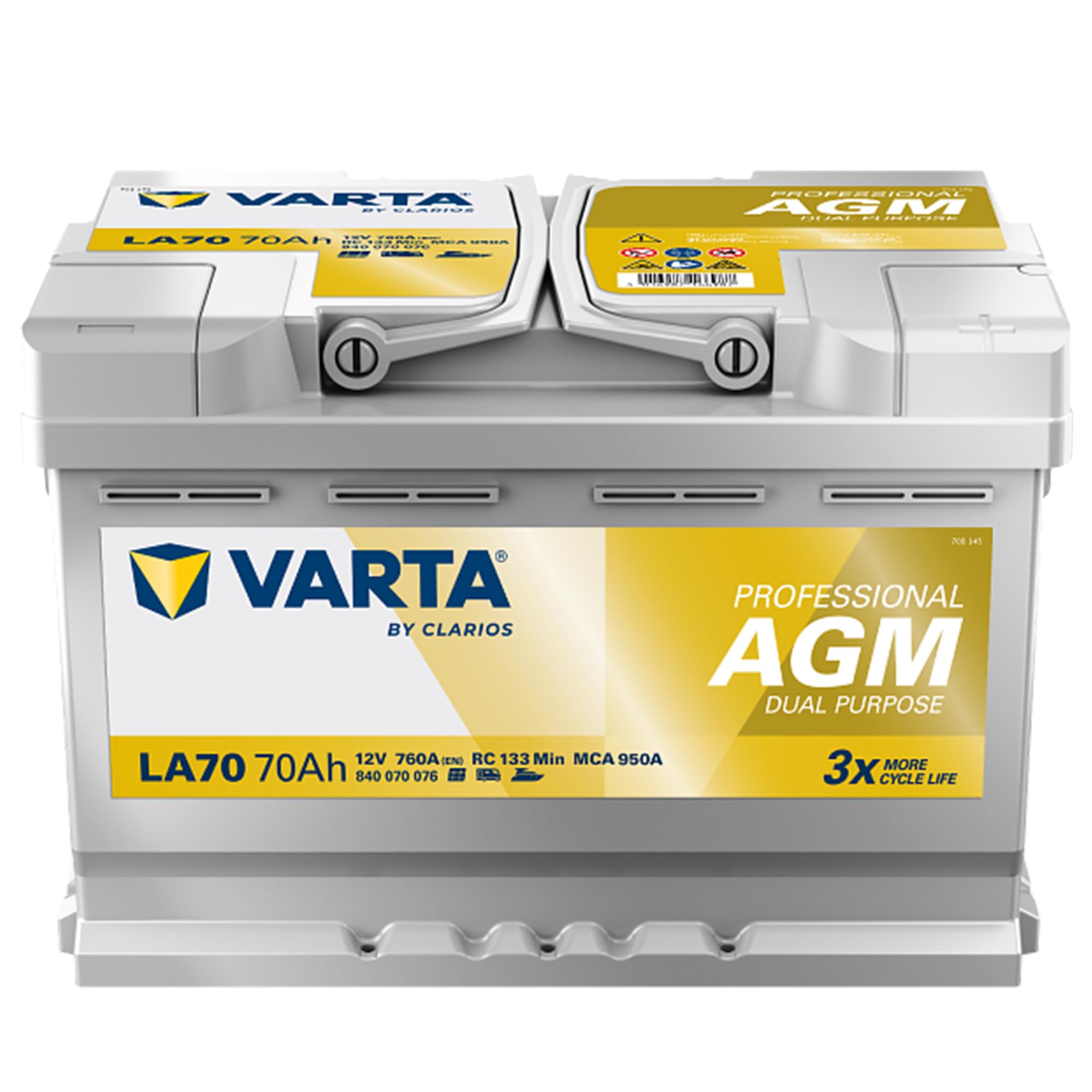 Batterie VARTA Professional AGM Dual Purpose LA105-12V 105Ah 950A - 840105095 - Pour camping-cars, caravanes et bateaux à forte demande énergétique.