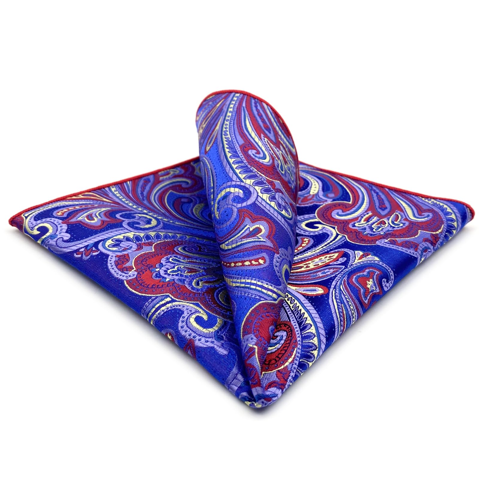 S&W SHLAX&WING Pocket Square for Men Paisley Gorgeous Blue Navy Large for Suit
