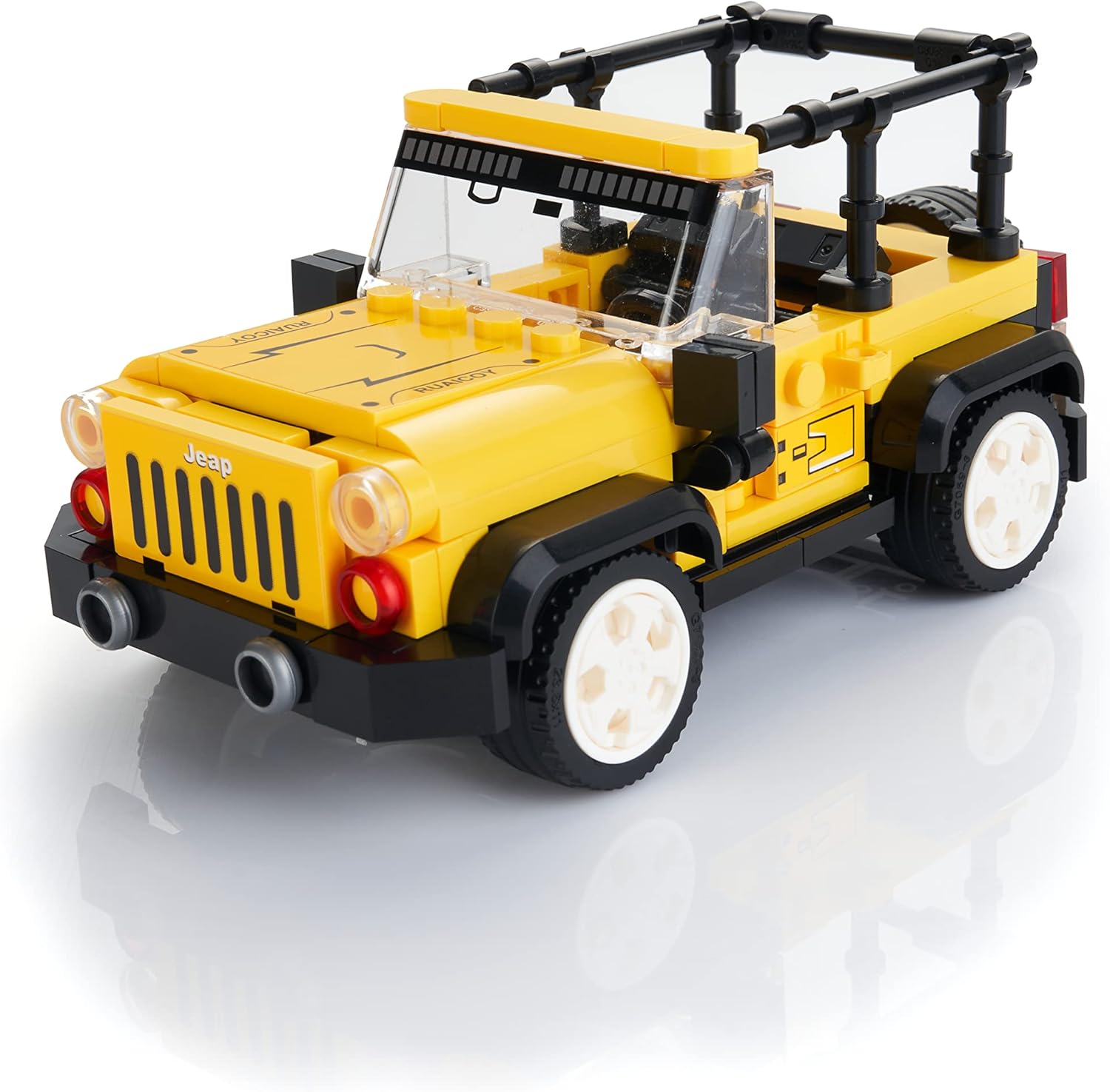 Block Builder Jeep Wrangler Car Building Block Set (242 Pieces). Racing Car Building Blocks for Kids and Adults
