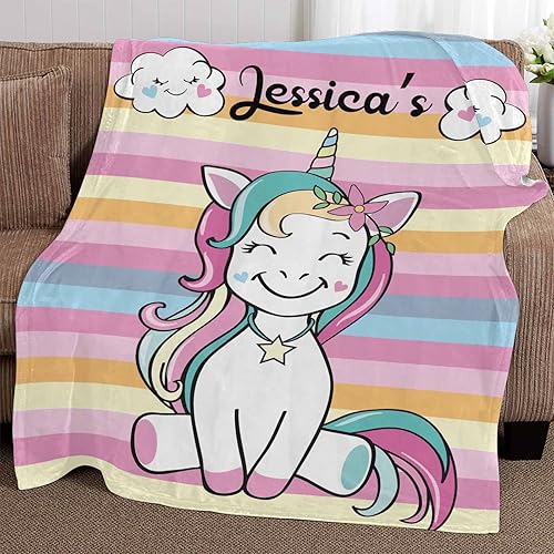 Miniatura 32 de Artsadd Personalized Baby Blanket for Girls Boys, Custom Baby Blankets with Name Customized Throw Blanket for Kids Newborn Baby Shower Birthday Gifts