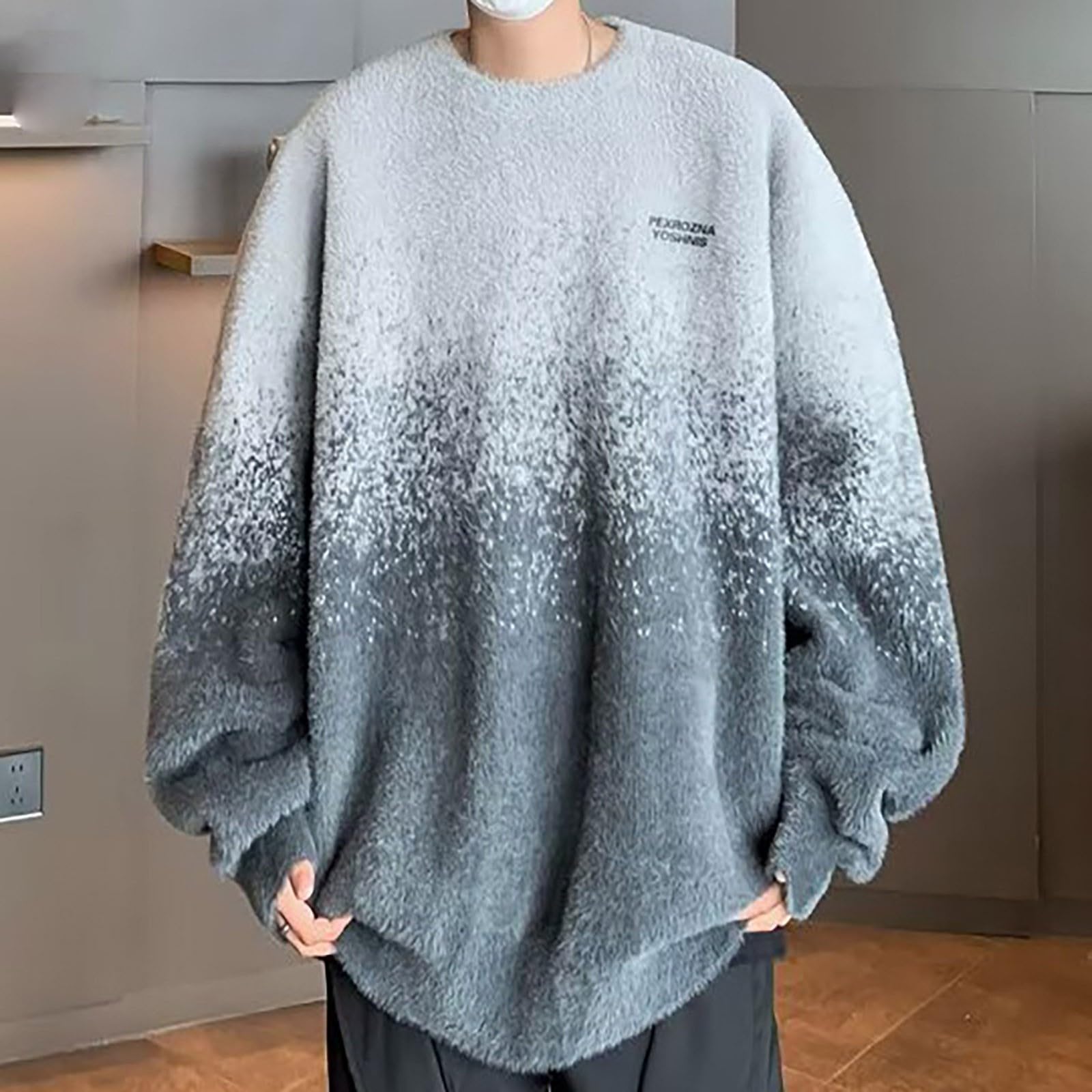 Pull Laine Homme,Pull-Over à Manches Longues Manches Longues Couleur DéGradéE en Douce Et Confortable IdéAl pour L'Automne Et l'hiver