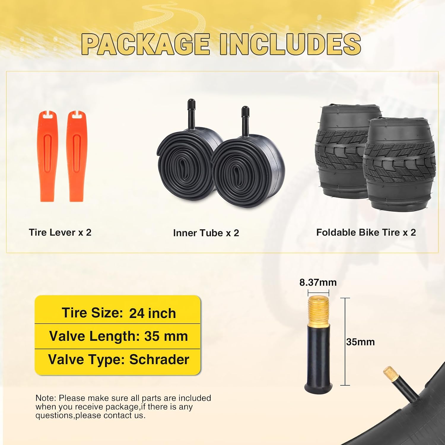 MEGHNA Bike Tire Set 20/24/26/27.5 inch Mountain Bike Tire 20/24/26/27.5 x 2.4 inch Anti-Slip Foldable Replacement Grooved All Terrain Tire for Cruiser Bike BMX Kids Bike Hybrid Bike with Inner Tube