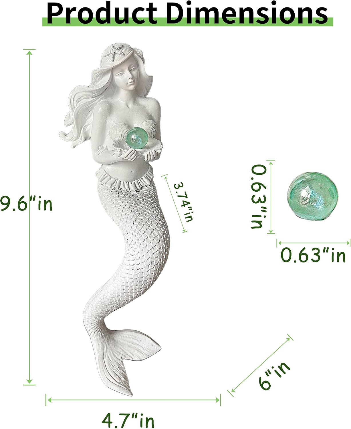 Teaeeno Unique Mermaid Fish Tank Decorations, Mermaid Statue Decor House Ornament Kit, Aquarium Decor, Charming Mermaid Decor Statue, Resin Aquarium Décor Thematic Ornaments (White)