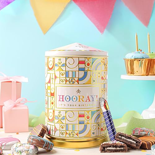 Miniatura 3 de Cesta de regalo de cumpleaños  Galletas de cumpleaños, dulces, dulces, sabores de pastel  Tiradas de lata, reproduce música feliz cumpleaños  Bonnie