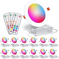 Vista 19 de Recessed Lighting 4 Inch RGBCW Color Changing Canless LED Recessed Ceiling Light with Junction Box,12W 1080LM LED Downlight Dimmable by Remote