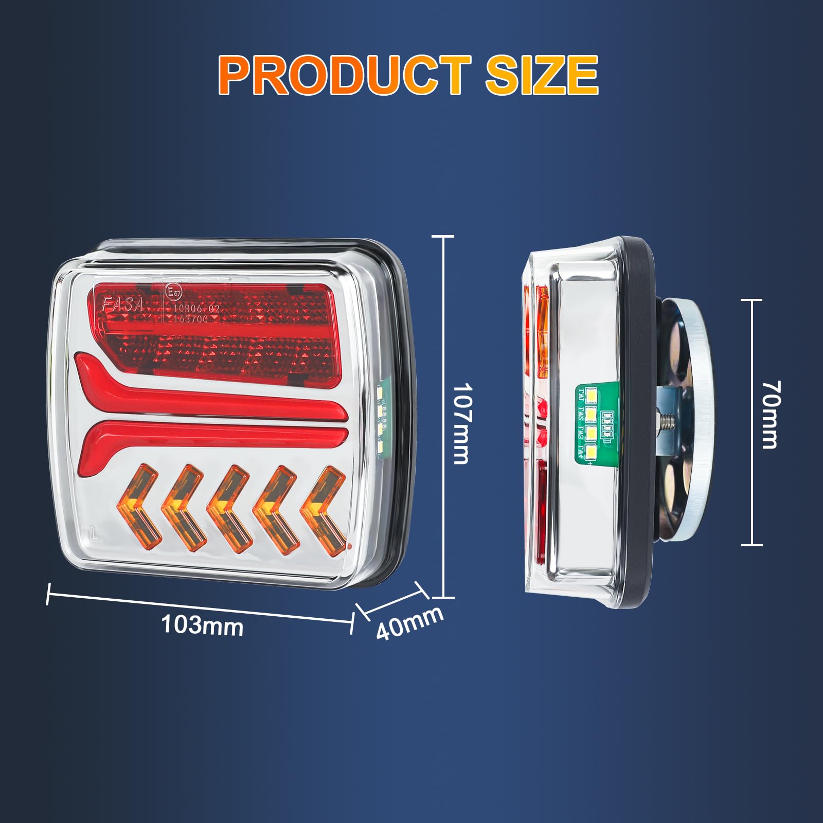 Fanali Posteriori Rimorchio Senza Fili, Magnetico 12V Universale Rimorchio Luci Posteriori Kit con Spina 7Poli per Trattore,RV,Autocarro,Camion, E-Mark