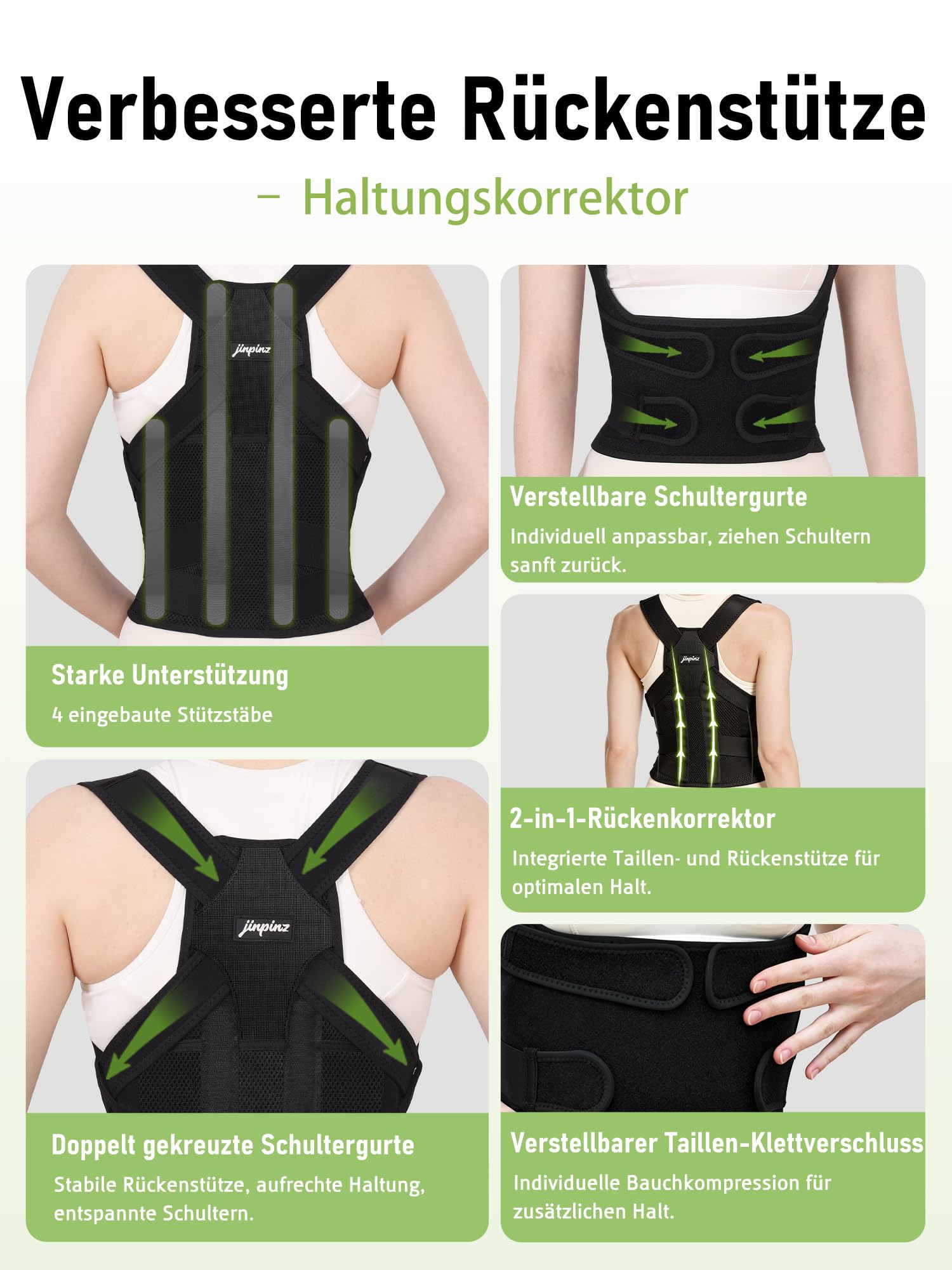 Rückenstützgürtel Rücken Geradehalter Haltungskorrektur Damen: Verstellbare Haltungstrainer Rücken Herren - Back Support Corrector für Schulter Nacken Gerader Rücken Geradehalter Frauen Männer - M