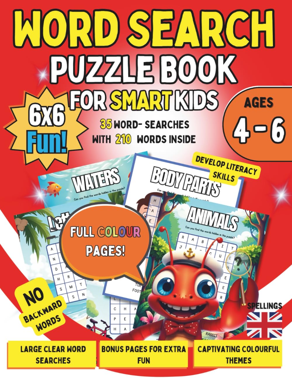 Word Search for Kids Ages 4-6: Fun Starter Puzzle Book with 6x6 Grids and Easy Word Games
