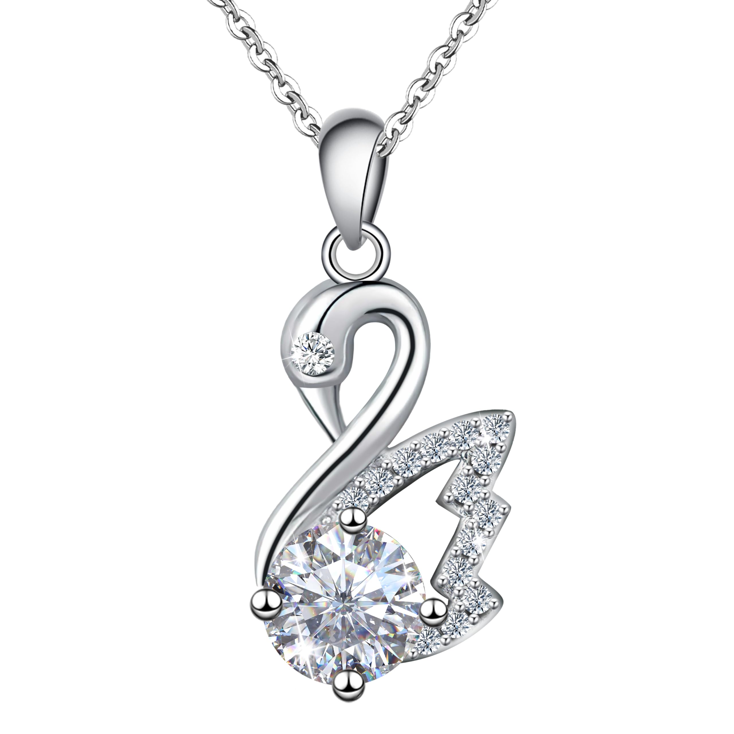 GoticcSilver Swan Pendant Necklace,S925 Silver Swan Pendant Necklace for Women, Collection Jewelry Gift for Mom/Wives ;Charm Pendant Necklace for Valentine's Day, Christmas and Birthday