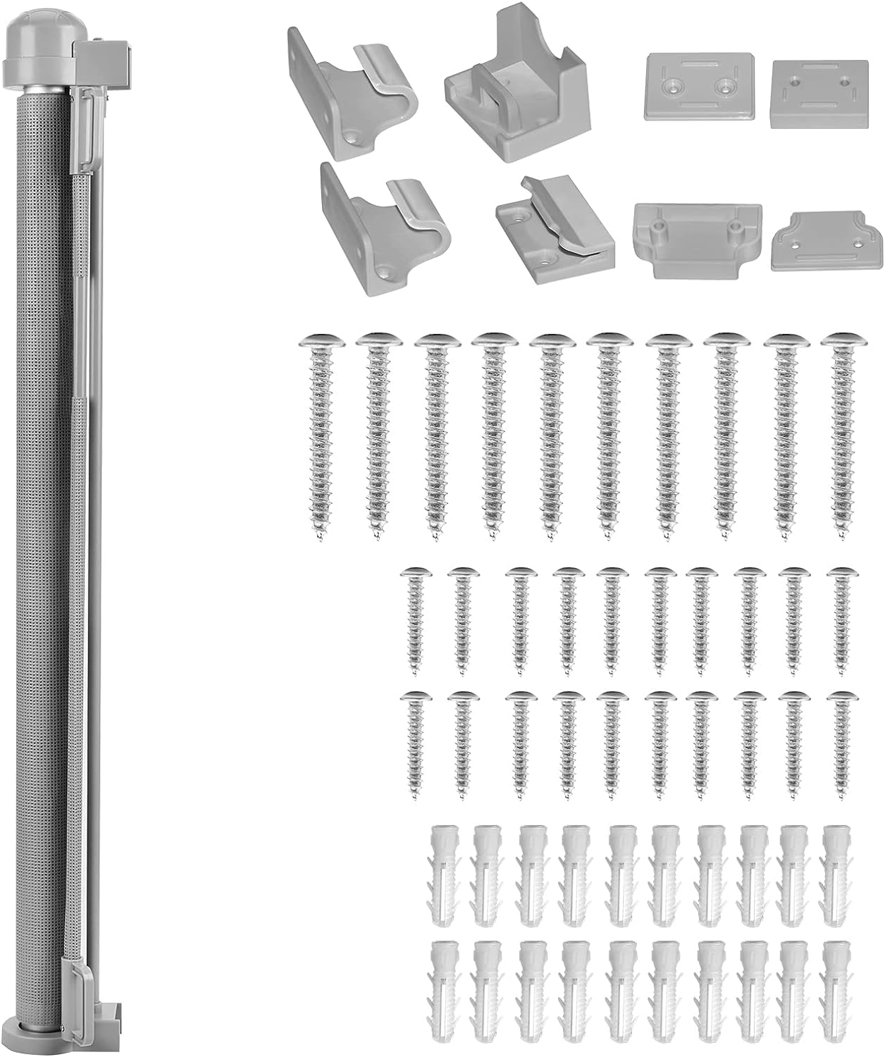 FIVMEN Estor de protección para escaleras, 180 cm, extensible, con cierre automático, protección infantil, PVC, color blanco