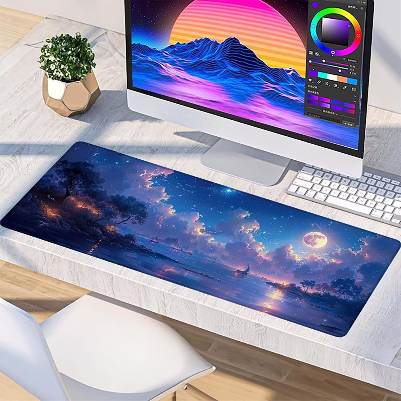 Podkładka pod mysz XXL 1600x800x3mm, niebieska podkładka pod mysz do gier z antypoślizgową gumową powierzchnią, poprawia precyzję i szybkość, komputer dla gracza i akcesoria biurowe, prezent dla