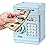 Renvdsa Cartoon Electronic ATM Password Piggy Bank Cash Coin Can Auto Scroll Paper Money Saving Box Gift for Kids (Light Blue)