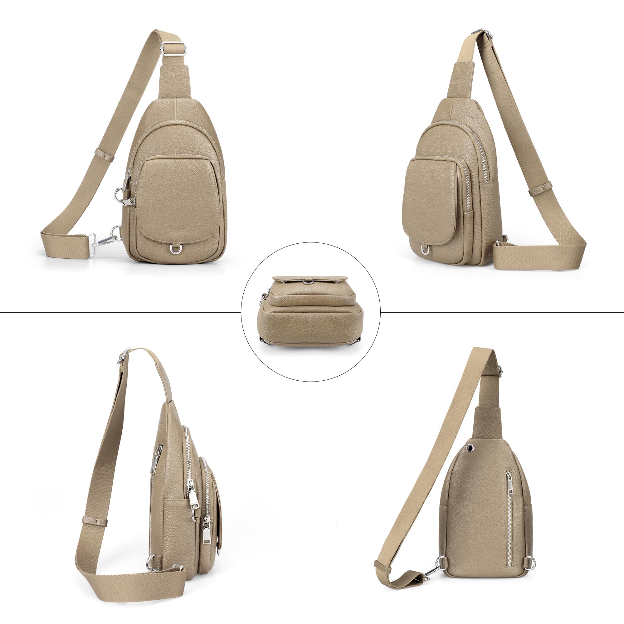befen Borsa a Tracolla per Donna Anti-taccheggio in Vera Pelle con Protezione RFID – Sling Bag Borsello Tracolla Viaggio per Trekking, Lavoro, Sport