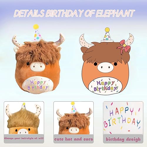 Miniatura 7 de Peluche de vaca escocesa de las tierras altas de 18 pulgadas, linda almohada suave de vaca de las tierras altas, almohada Kawaii marrón esponjosa de